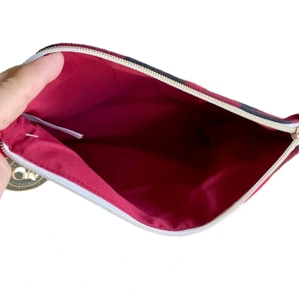 ALL IS MERRY & BRIGHT Cosmetic Toiletries Bag Red and Black Buffalo Plaid NWT